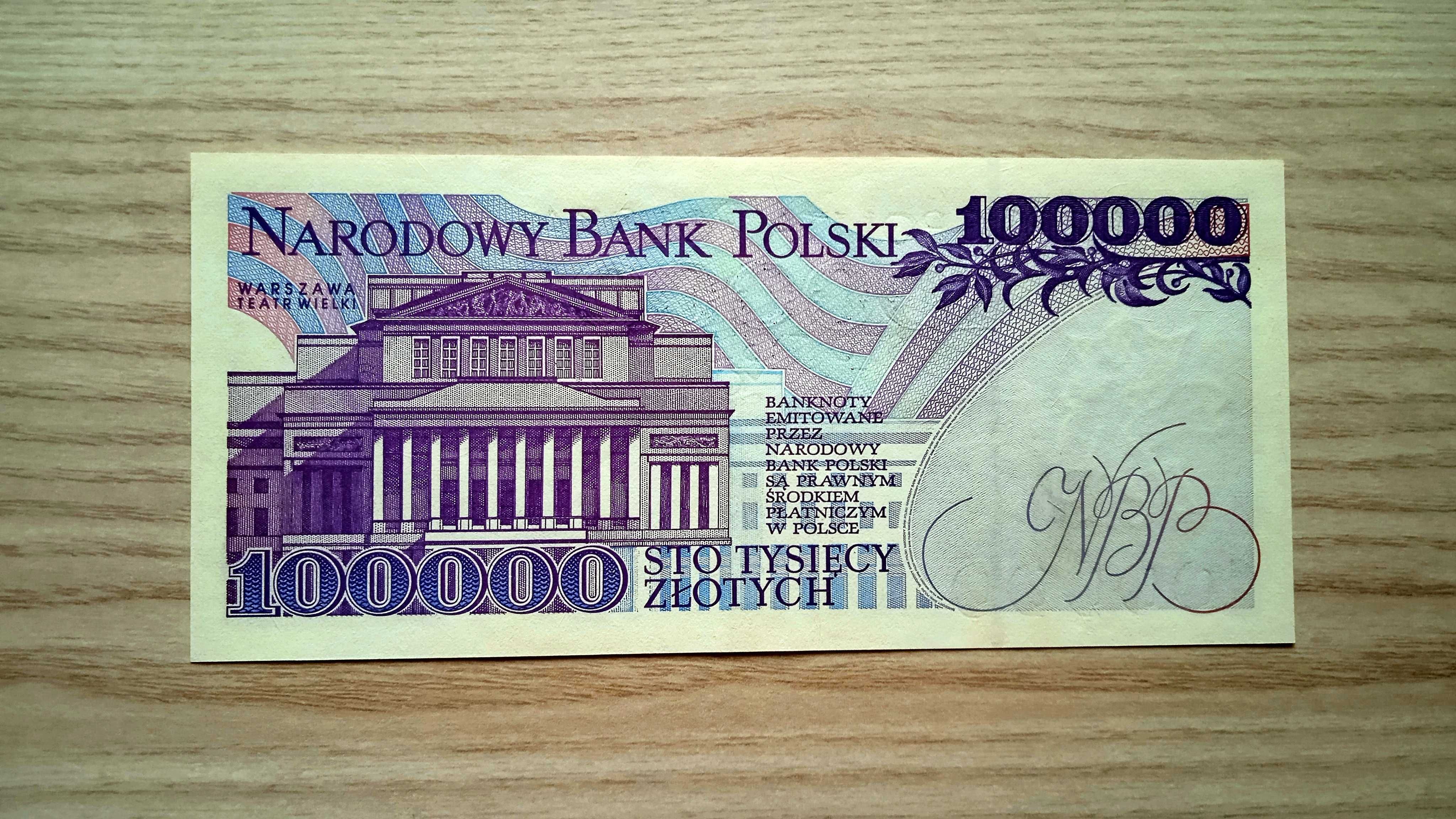 Banknot PRL  100000 zł  U  1993  stan 2+