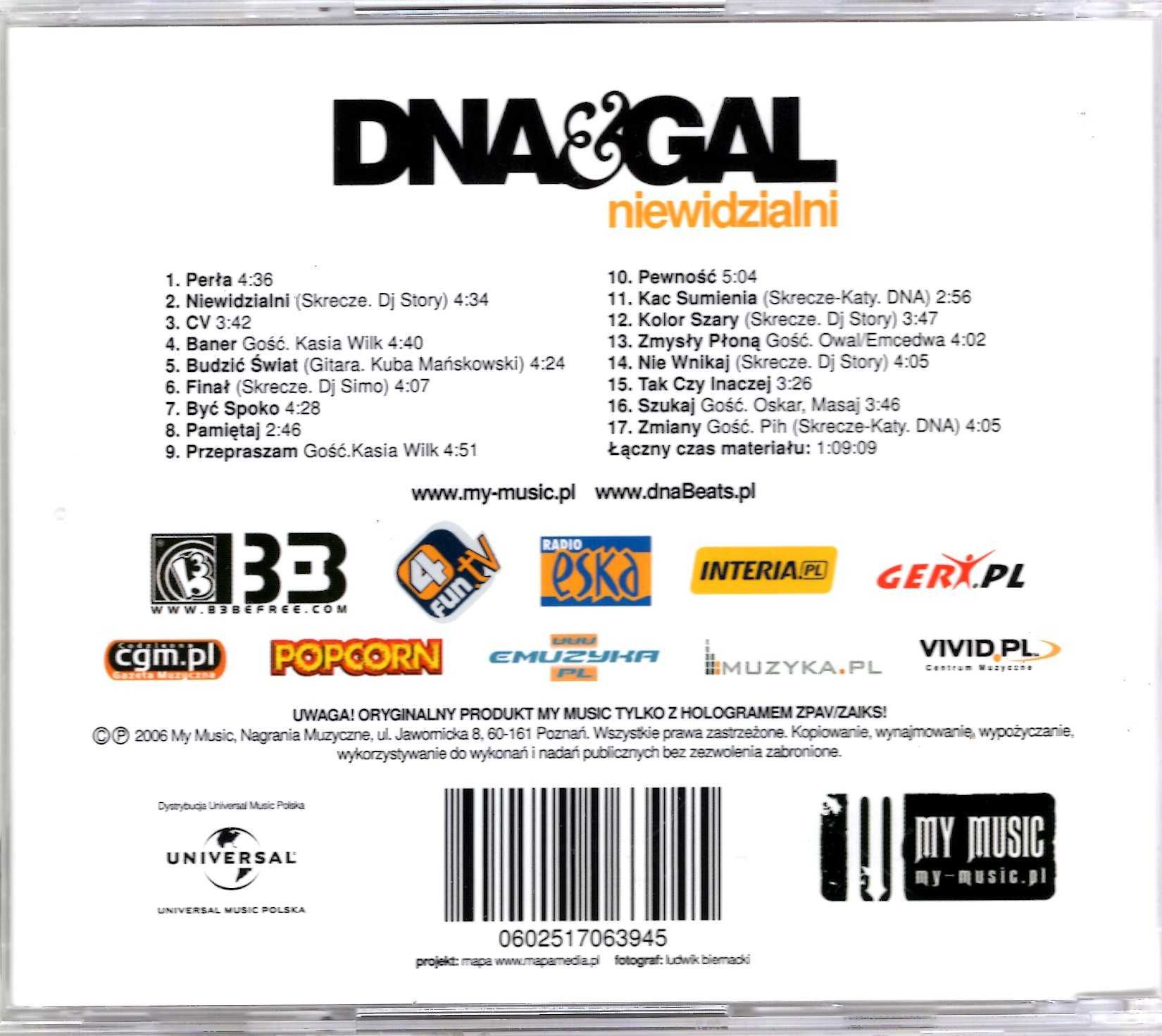Dna & Gal - Niewidzialni (CD) Owal Pih Kasia Wilk