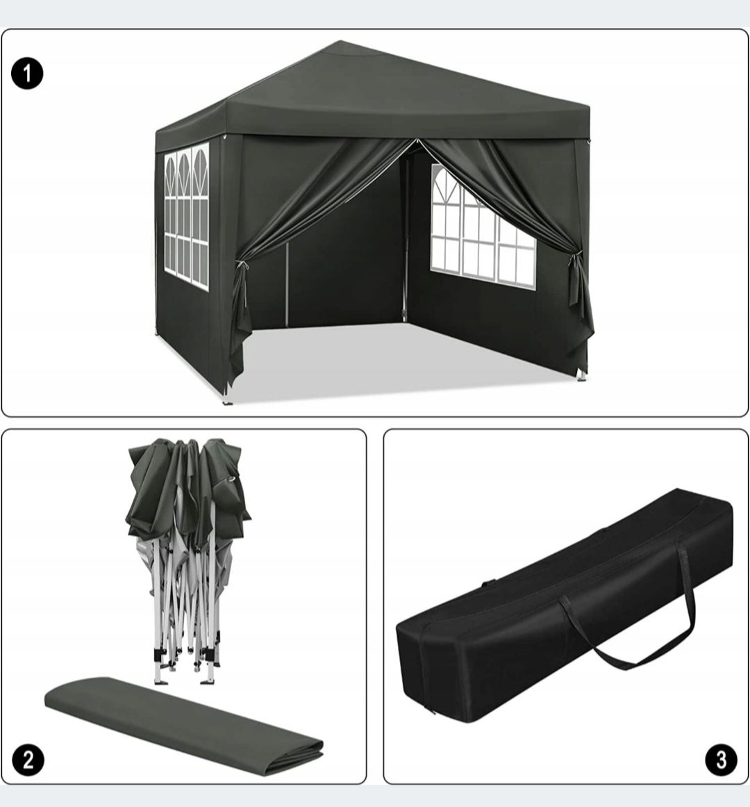 Pawilon Ogrodowy Namiot Handlowy Pop-Up UV50 Szary 3x3x2.5