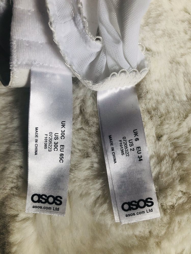 ASOS Design 65c xs 34 zestaw ślubny majtki brazylijskie bralet biuston