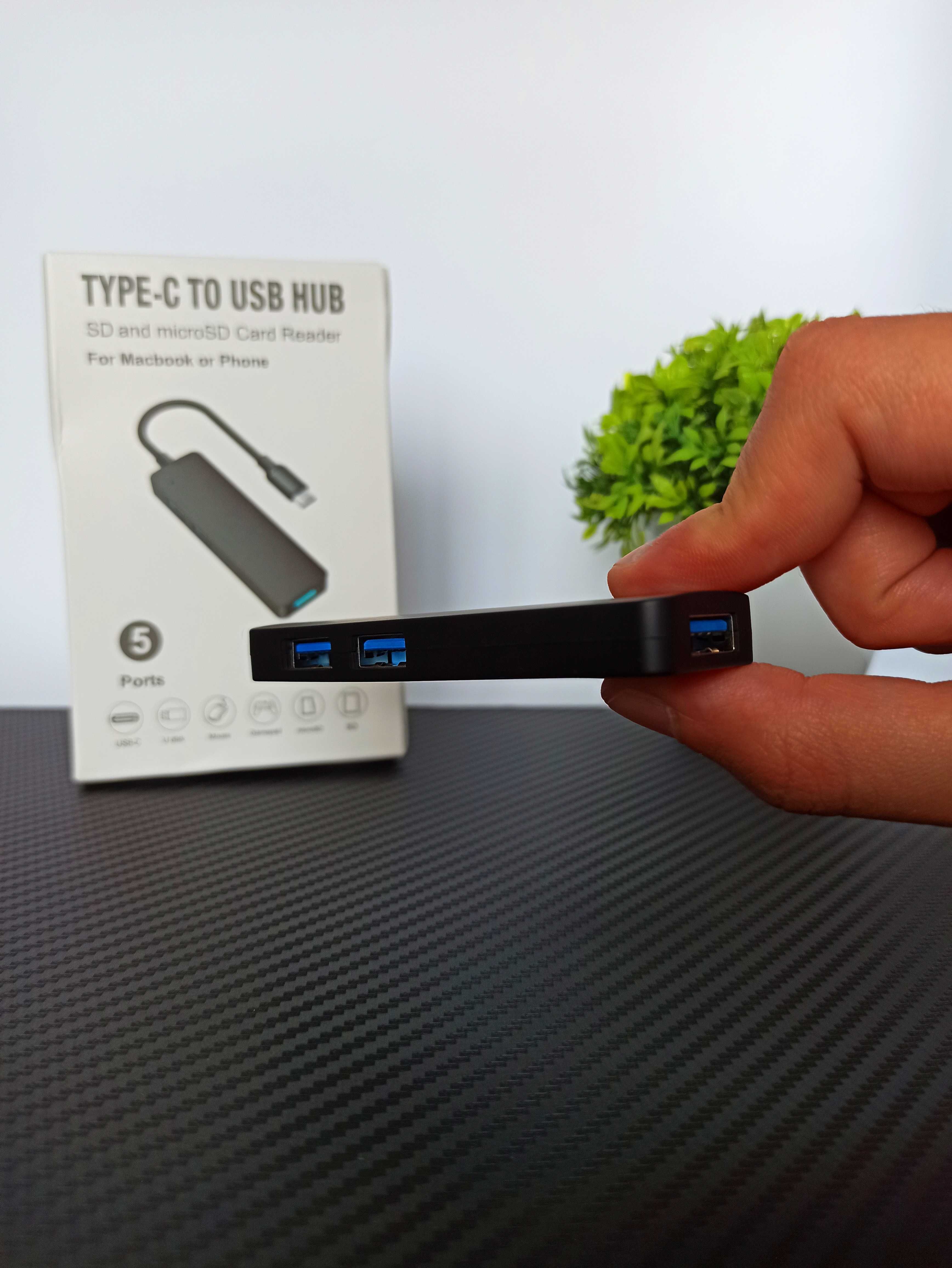 USB хаб 5 в 1 USB 3.0 Type C Подовжувач розділювач USB HUB 5 in 1