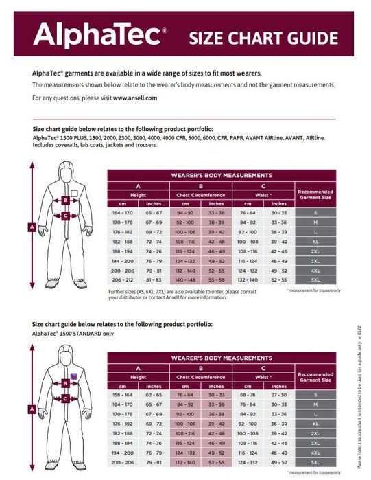 Защитный комбинезон био-, химзащиты Ansell AlphaTec™ 2500 STANDARD,