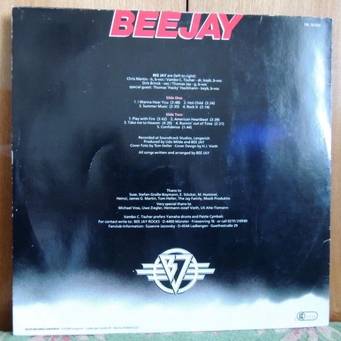 LP "BEE JAY" пластинка. Gema, Германия , Teuto Records Lengerich