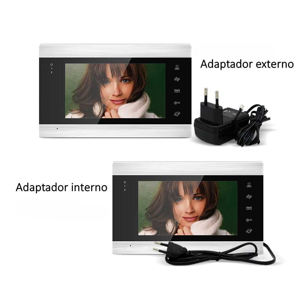 Vídeo porteiro com 2 monitores, sem fios, WiFi (intercomunicador) Tuya