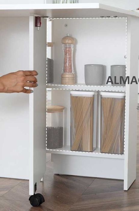 Mesa extensível dobrável de cozinha, de jantar, de apoio branca 140x75