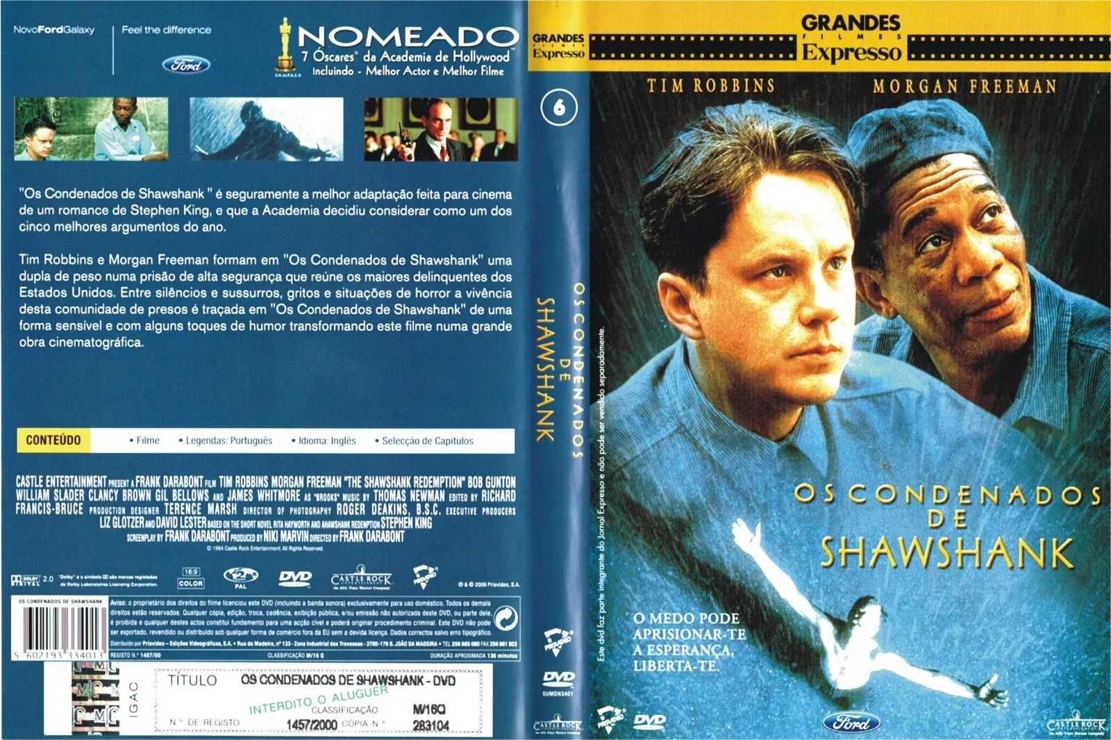The Shawshank Redemption Tim Robbins Morgan Freeman DVD