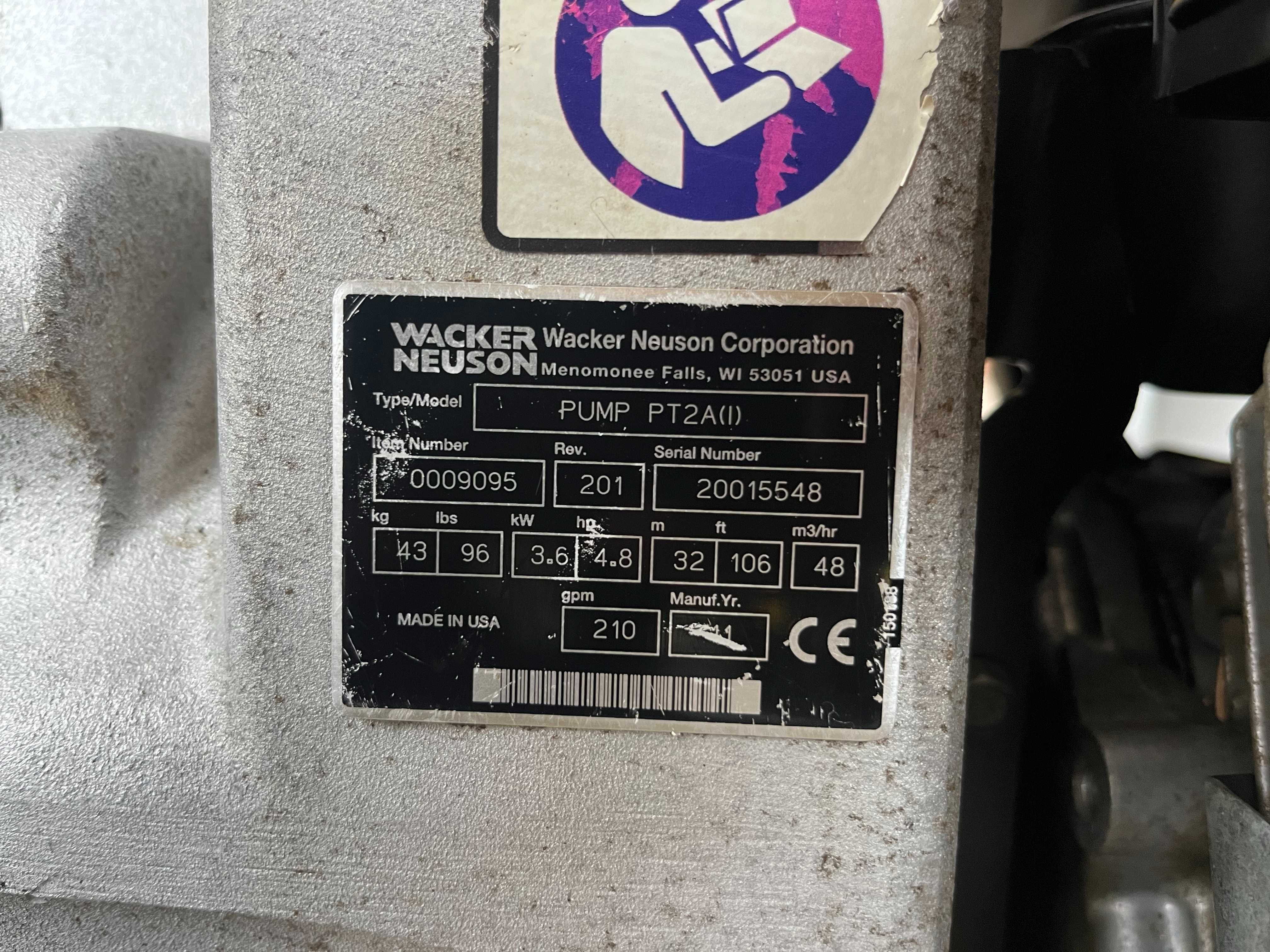 Pompa ściekowa motopompa dowody brudnej WACKER NEUSON PT 2A