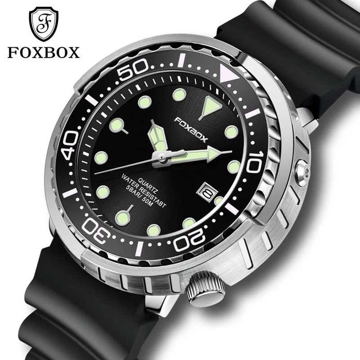 Zegarek Foxbox Tuna homage wodoodporny WR50 sportowy styl nurka luma