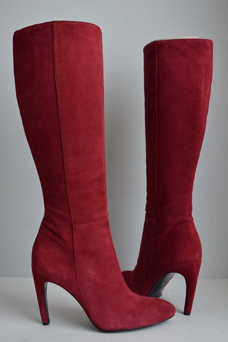 BURGUNDOWA POEZJA kozaki Via Spiga Bethany do kolana na fajnej szpilce