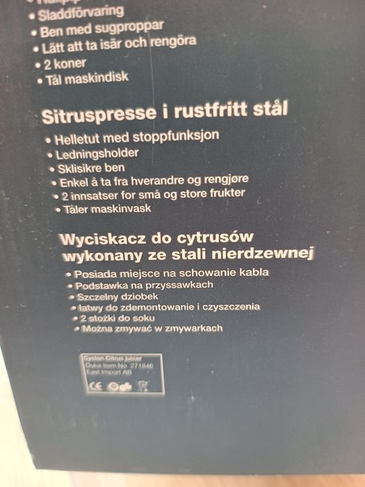 Wyciskarka wyciskacz do cytrusów cytryn pomarańczy DUKA
