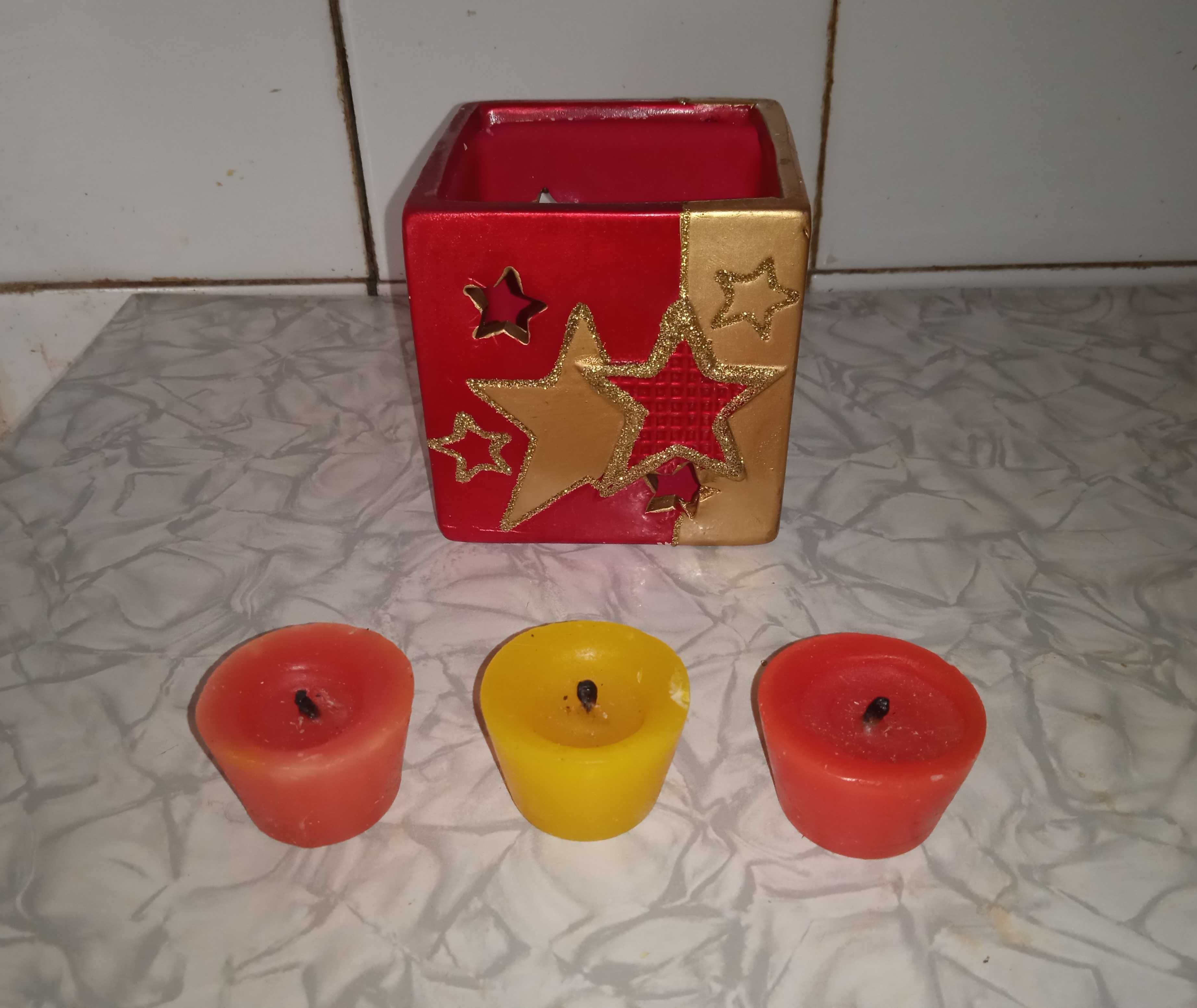 Подсвечник керамика подарочный со свечами