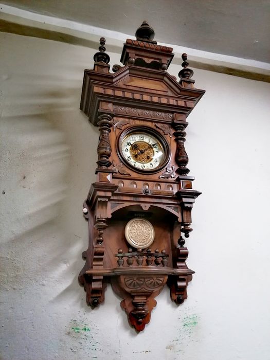 Piękny zegar GUSTAV BECKER wiszący Ślązak z 1900r.