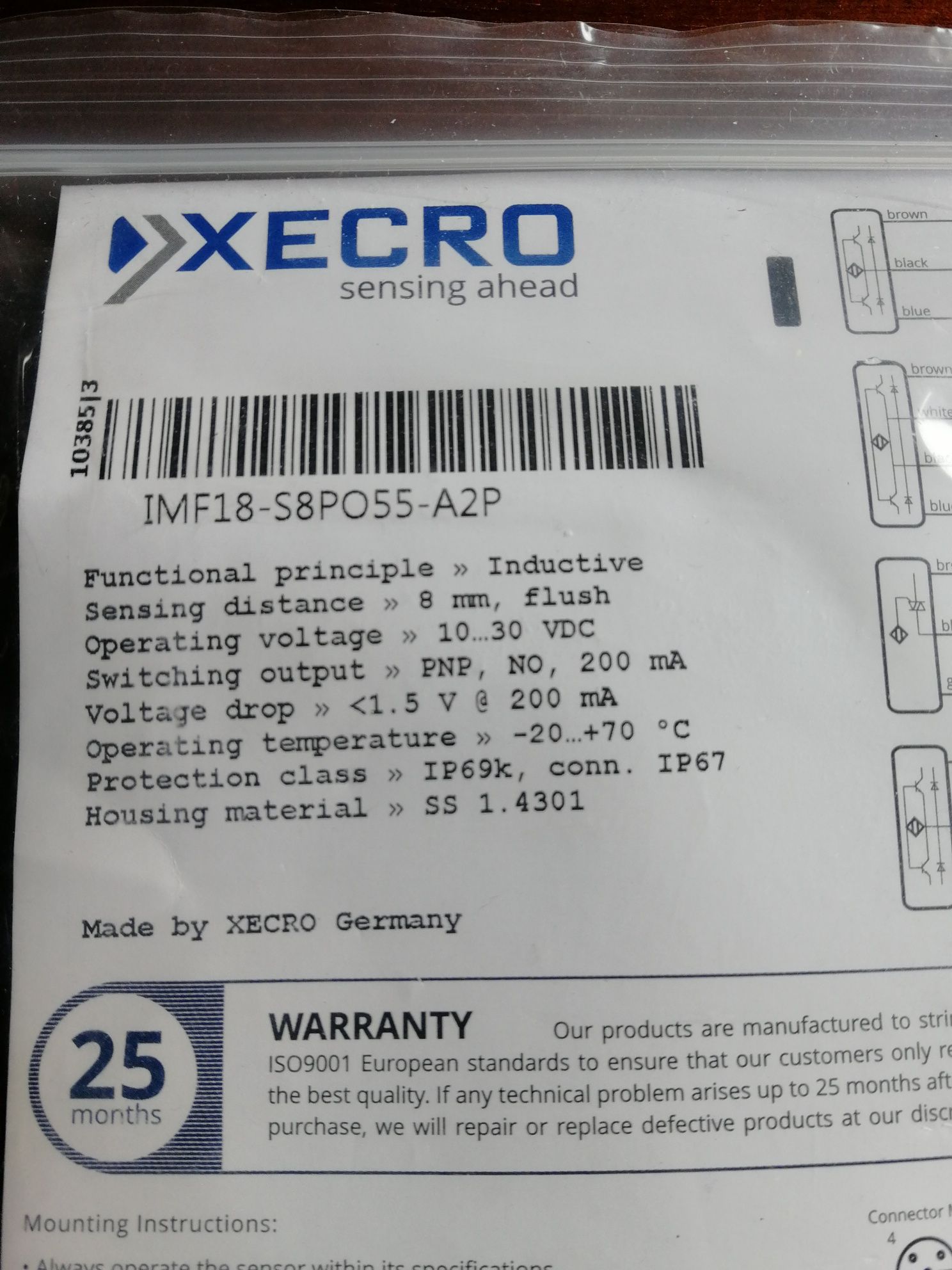 Czujnik indukcyjny z metalowym czołem XECRO IMF18-S8PO55-A2P