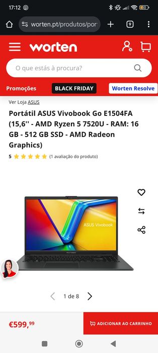 Portátil ASUS E1504F Como novo GARANTIA