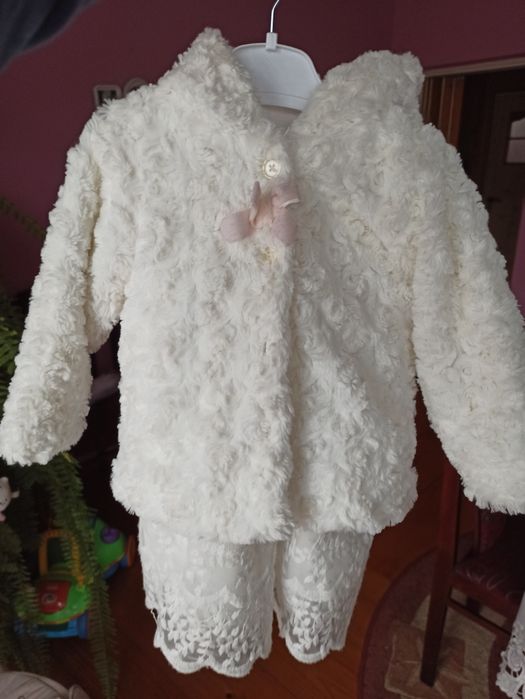 Zestaw do chrztu sukienka i płaszczyk