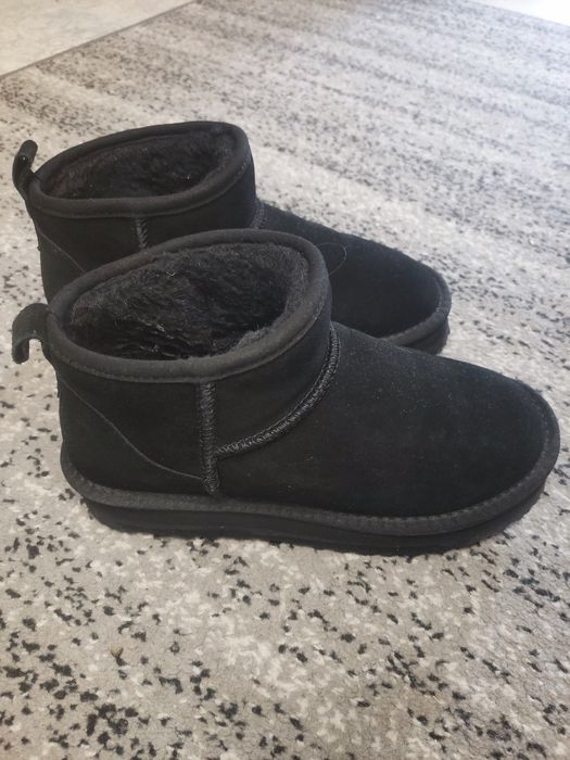 Śniegowce na platformie Medicine 38 czarne zamszowe botki