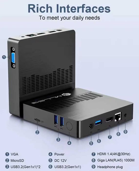 Міні-комп'ютер неттоп MLLSE M2 Air Intel N4000 6/128 windows 11