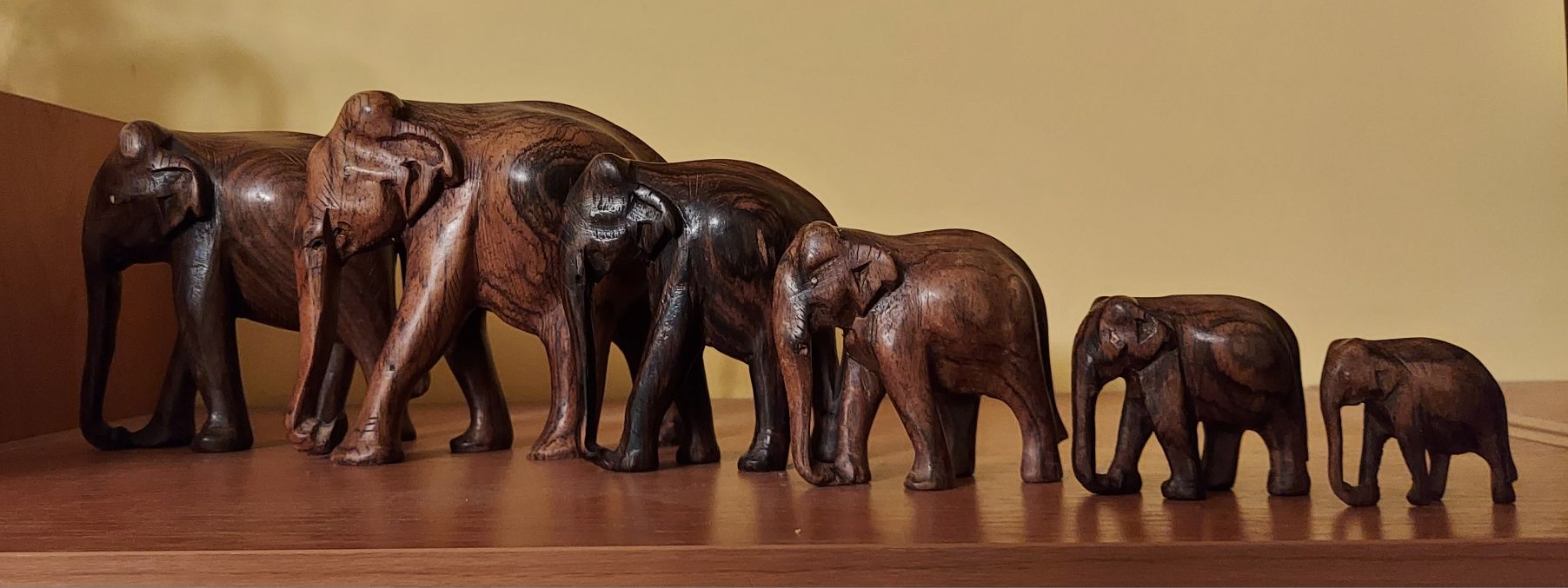 Słonie drewniane 6 sztuk