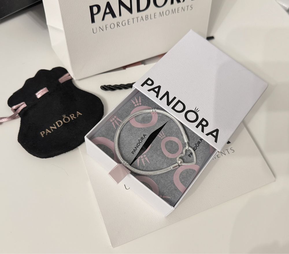 Серебряный браслет pandora s925 ale сердечко сердце