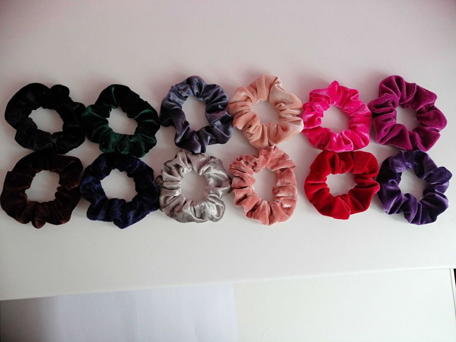 Scrunchie gumka do włosów brązowa welur kolory NOWA