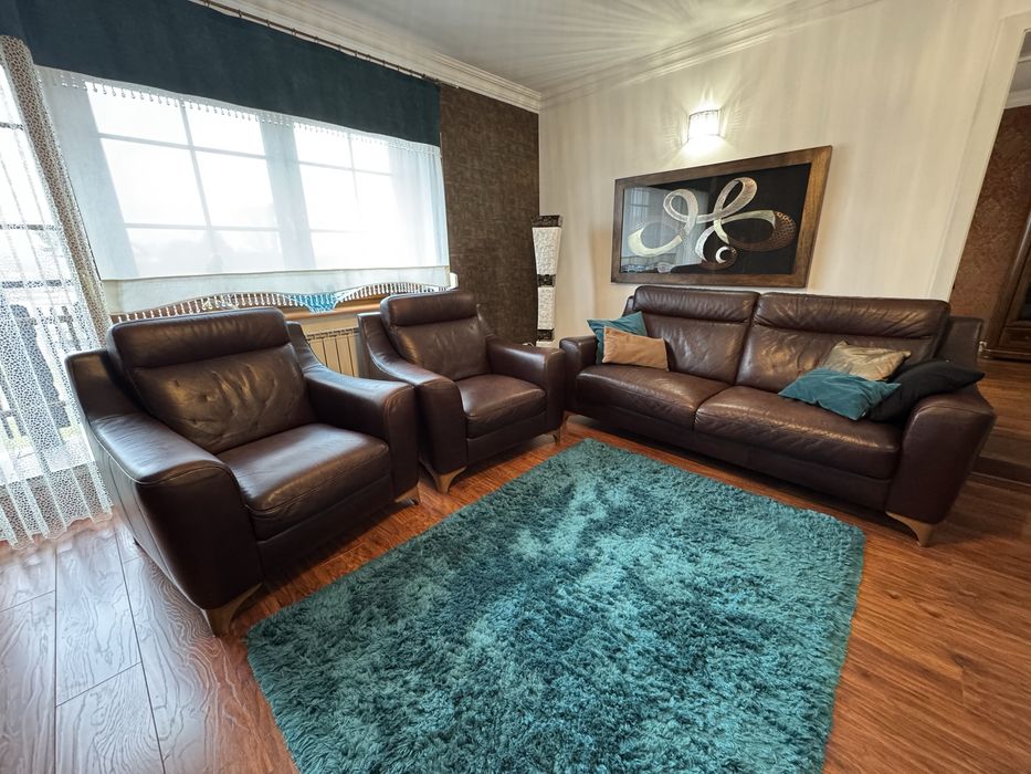 Kler komplet skorzany, sofa, 2 fotele