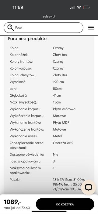 Czarna komoda / regał bez śladów użytkowania