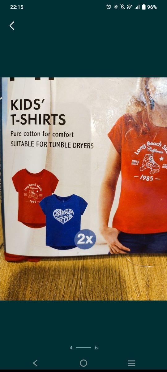 Koszulki dziewczece 146/152 czerwona+ niebieska