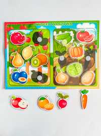 Owoce i warzywa układanka na rzepy karta pracy Montessori