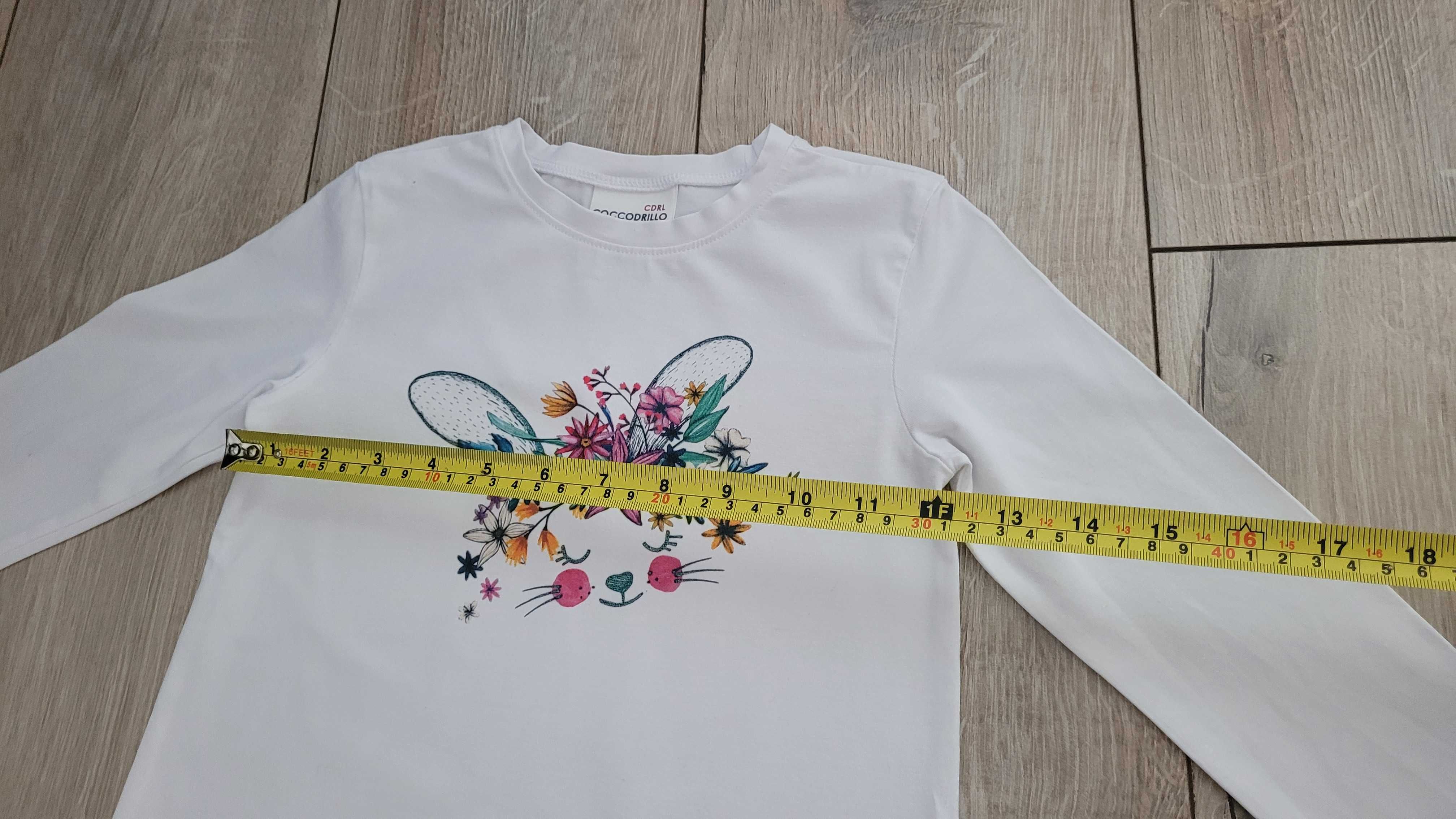 Bluzka koszulka dziewczęca, biała r.116 coccodrillo