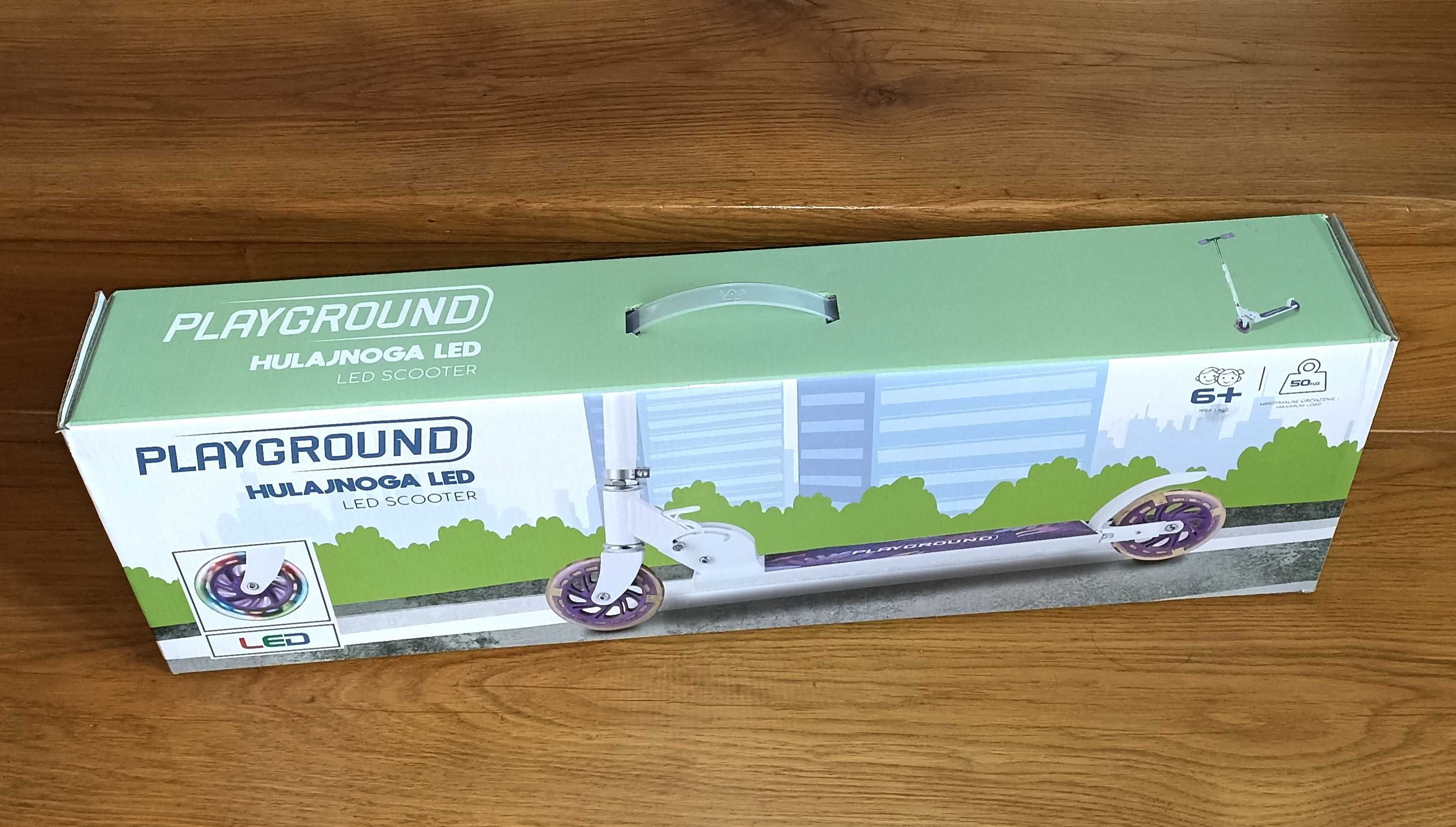 Hulajnoga dla dzieci Playground LED aluminiowa - nowa biała