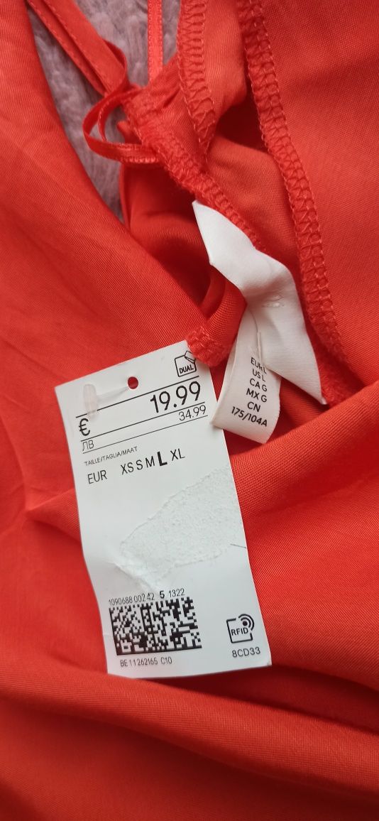 Sukienka na lato L H&M wiskoza pomarańcz ramiączka na krzyż plecy