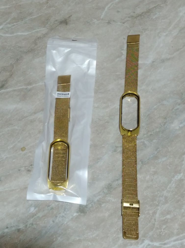 Металлический ремешок для фитнес браслета Xiaomi Mi Band 4/3 Золото