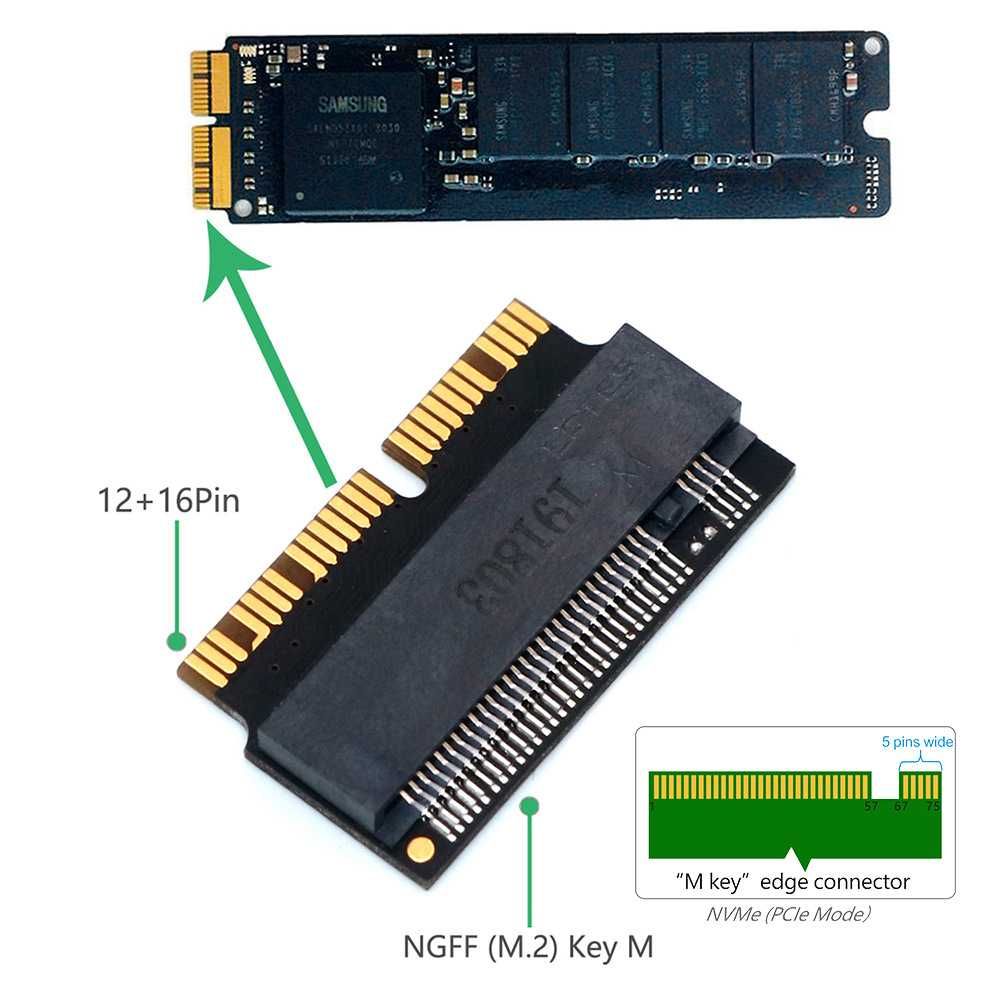 Apple MacBook  2013 2014 2015 2016 2017 адаптер SSD M2 NVME