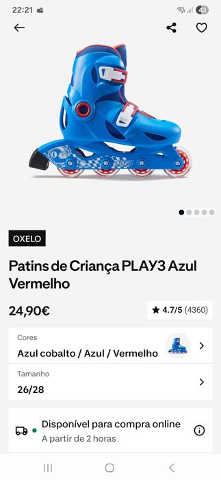 Patins criança  play3  + equipamento de protecção