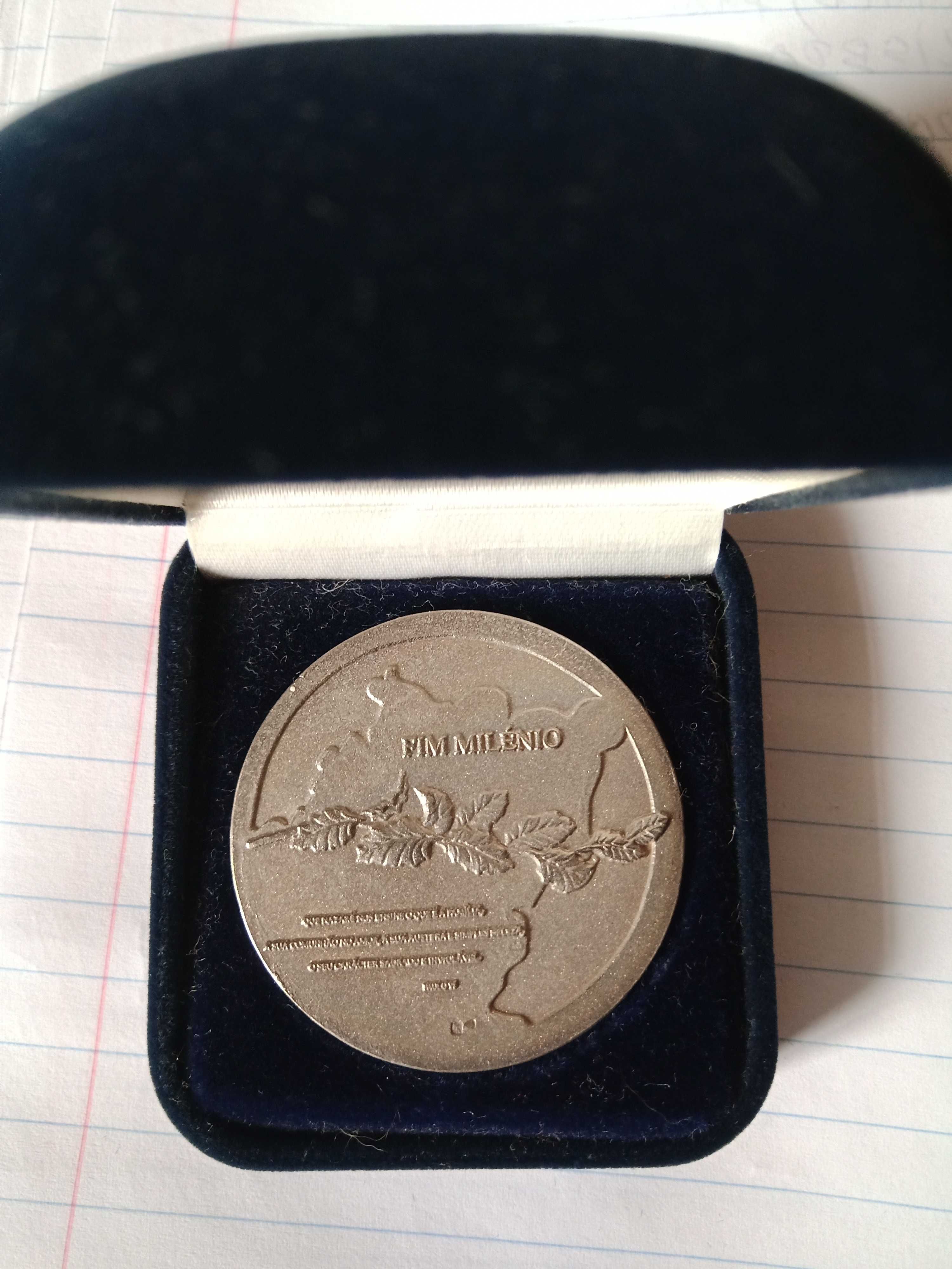 Medalha 40mm Prata Fina Contrastada Natal 1999