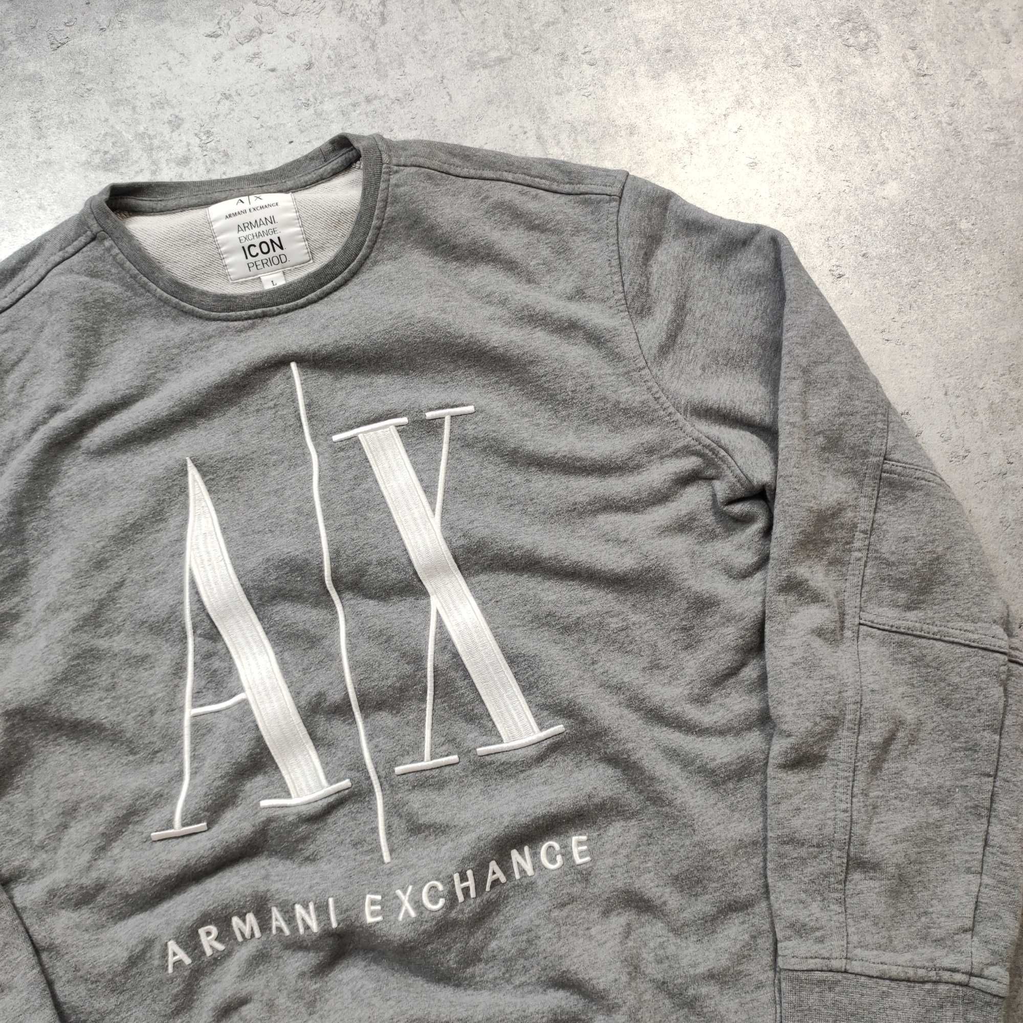 DAMSKA Bluza PREMIUM Haft Logo Emporio Armani Exchange Szara Crewneck