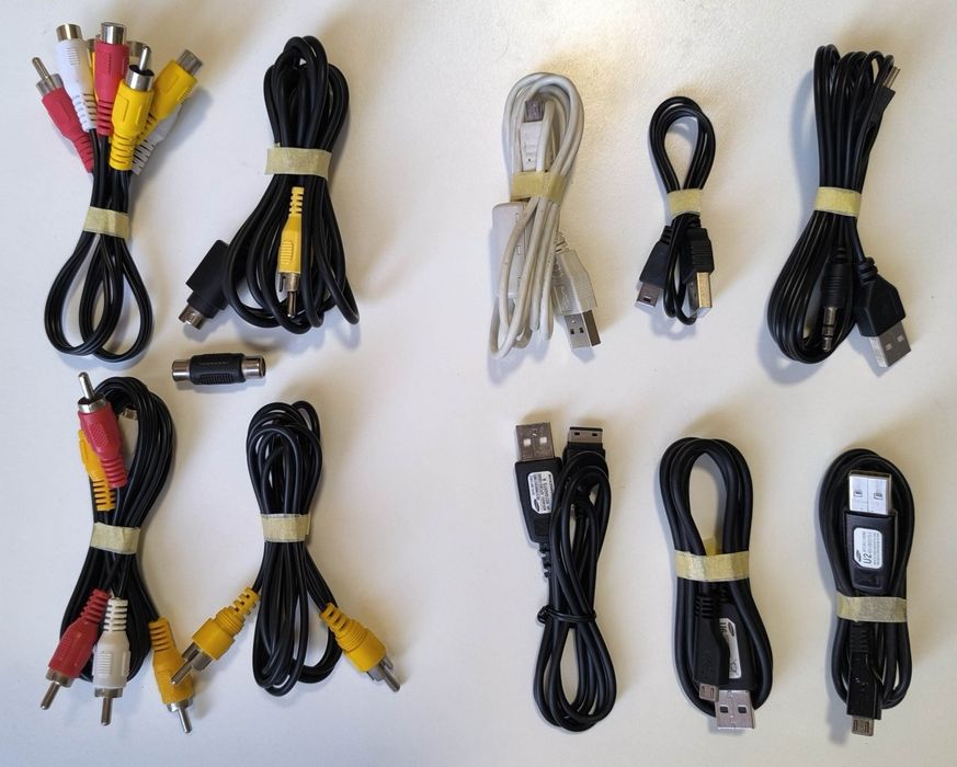 Кабелі перехідники до електроніки 220v Video USB різні Б/в, та нові