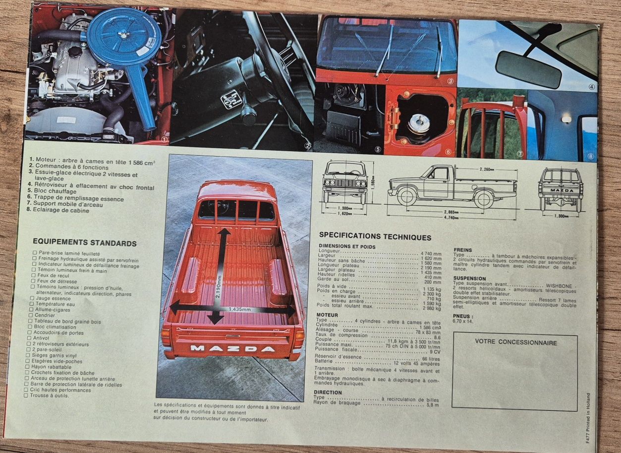 Broszury vintage Mazda RX 7 Pick up B1600 prospekt PRL katalog
