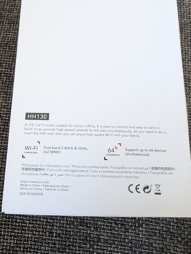 TCL LinkHub router LTE cat 13 4G+ modem 600 Mbps wifi SIM gwarancja