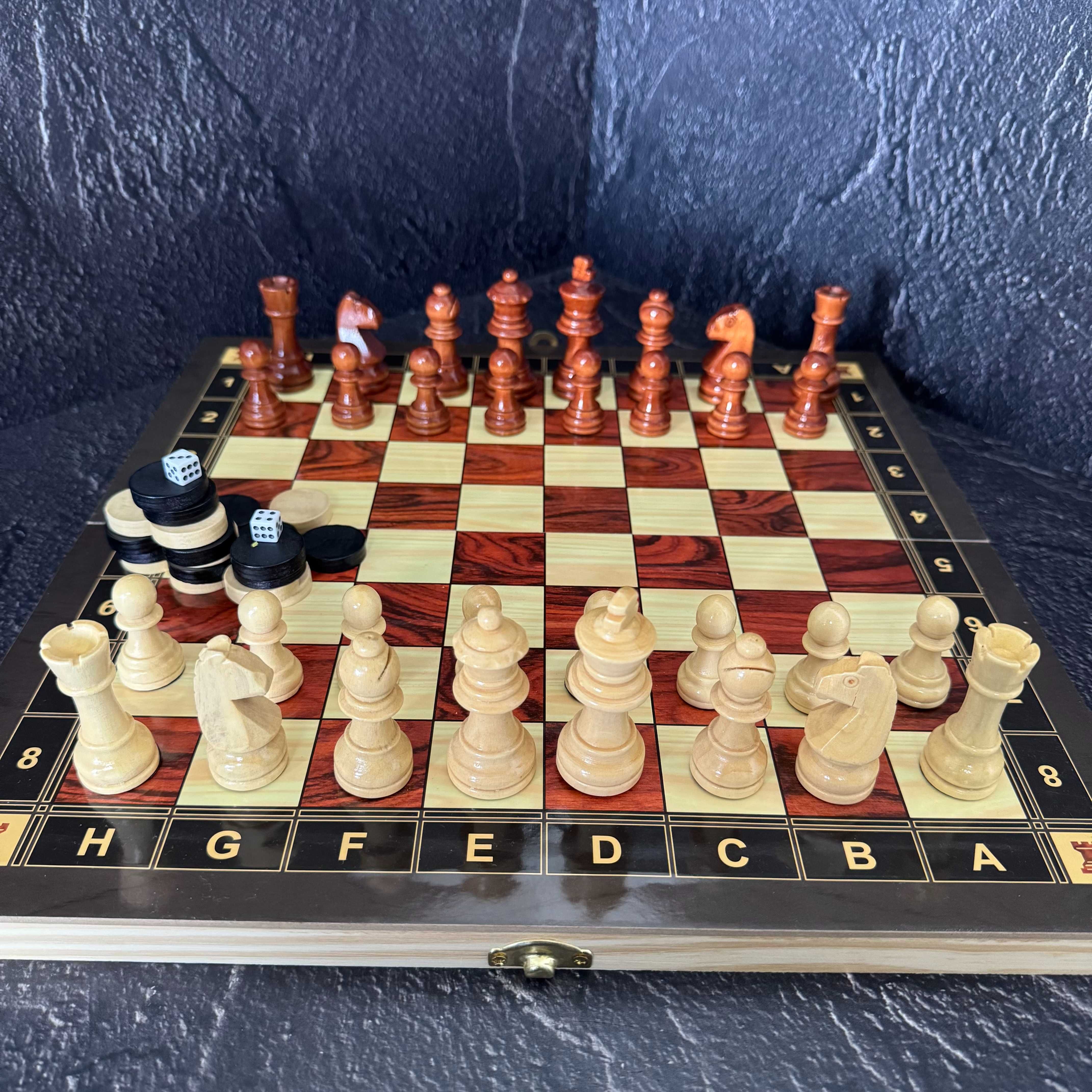 Набор шахматы, шашки, нарды 3 в 1 с магнитом ZC034 (доска 34x34 см)