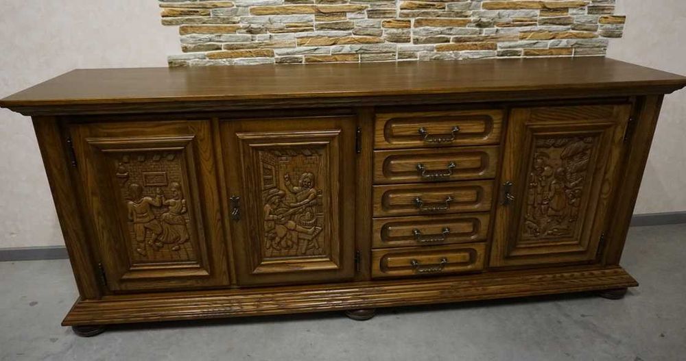 Komoda Myśliwska 3 Drzwiowa + Rząd 5 Szuflad szer. 211 cm ( P-1316 )