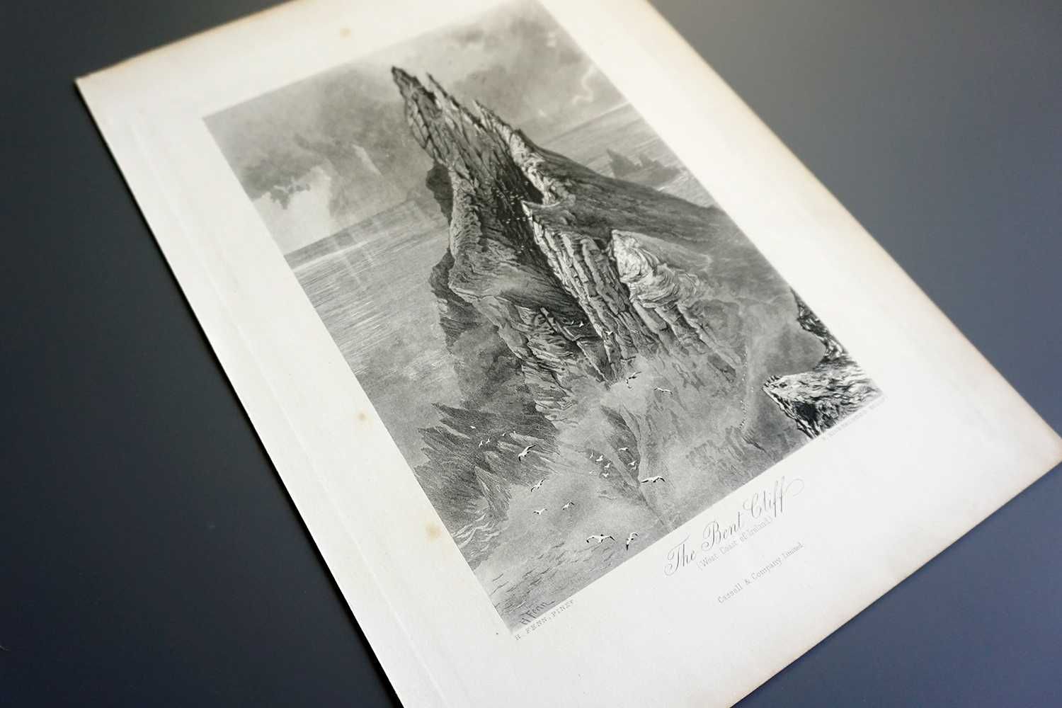 Stara grafika, staloryt, The bent cliff, ok. 1880 rok