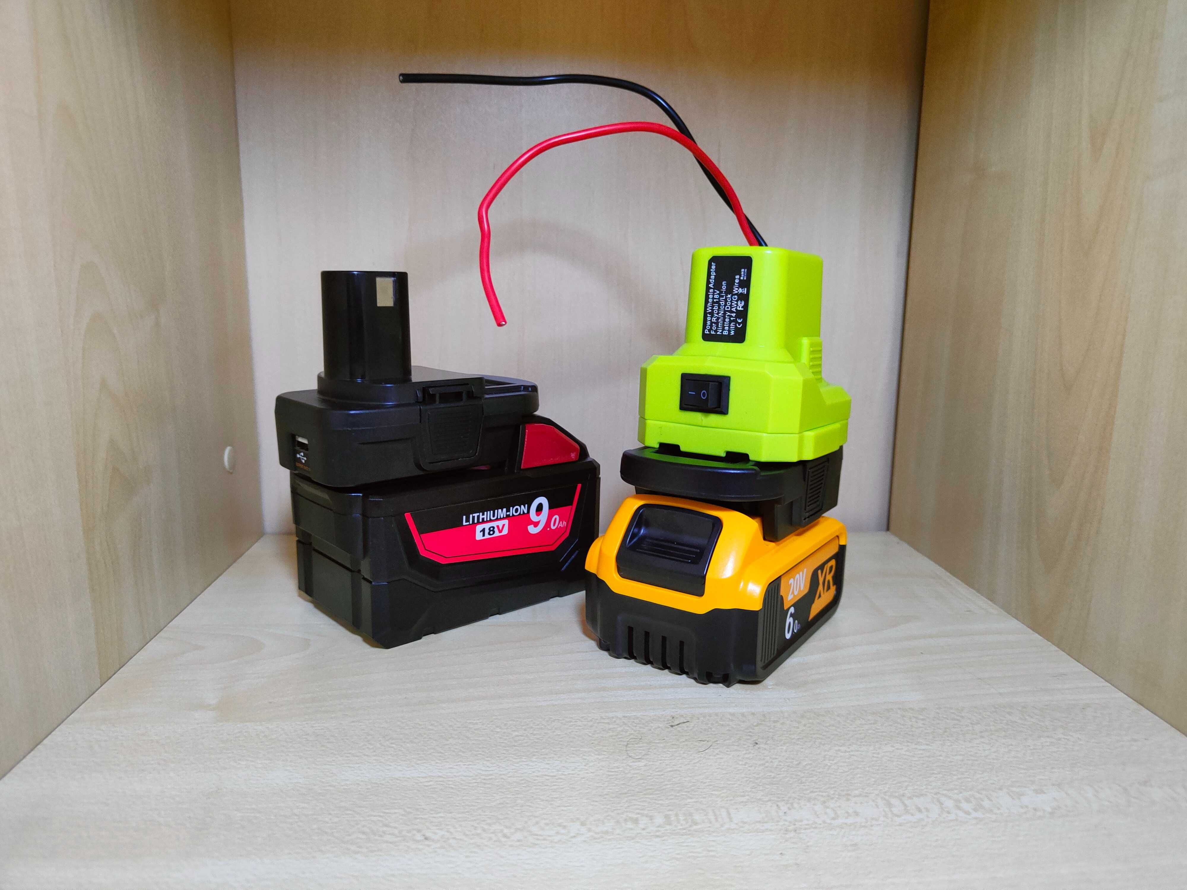 Adapter Konwerter baterii Dewalt Milwaukee na Ryobi 18V z portem USB