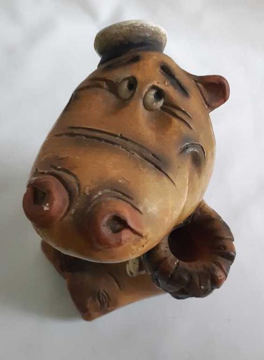 Винтажная статуэтка керамика Веселый Бегемот морячок 50-е годы