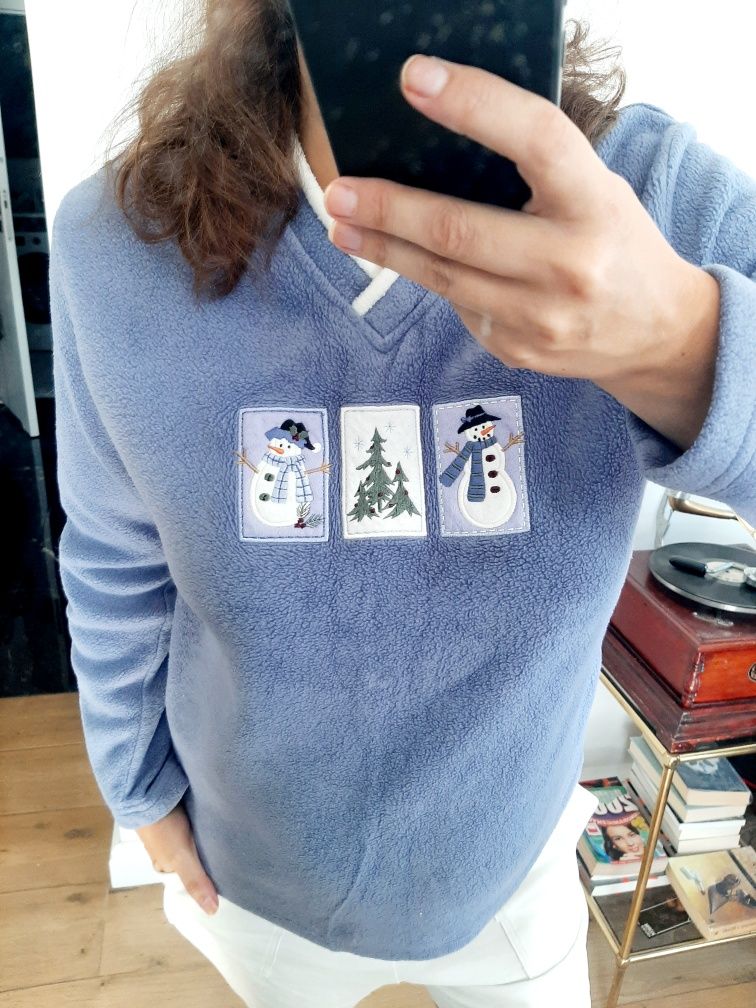 Bluza polar fioletowa ciepła sweter blouse winter autumn jesień zima M