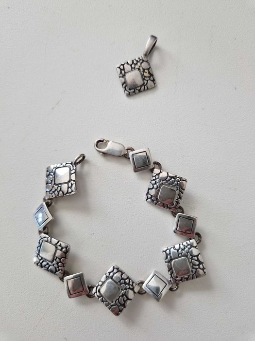 Srebrna bransoletka + zawieszka