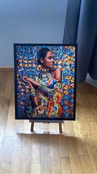 Obraz prezent malowany farbami na plotnie 40/50 cm w ramce drewnianej