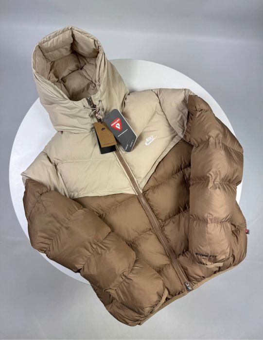 Пуховик Nike Storm-Fit бежево коричневая НЕПРОМОКАЕТ Куртка Найк