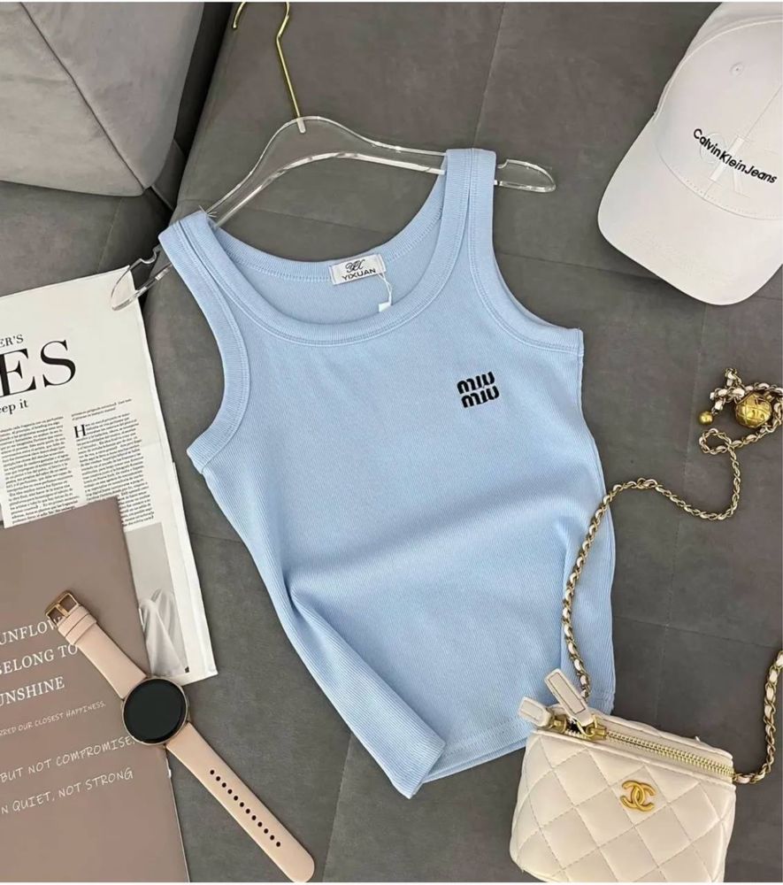‼️топ продажів‼️ жіноча майка miu miu туреччина, в рубчик