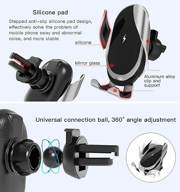 Samochodowy uchwyt automatyczny z ładowarką QC 15W